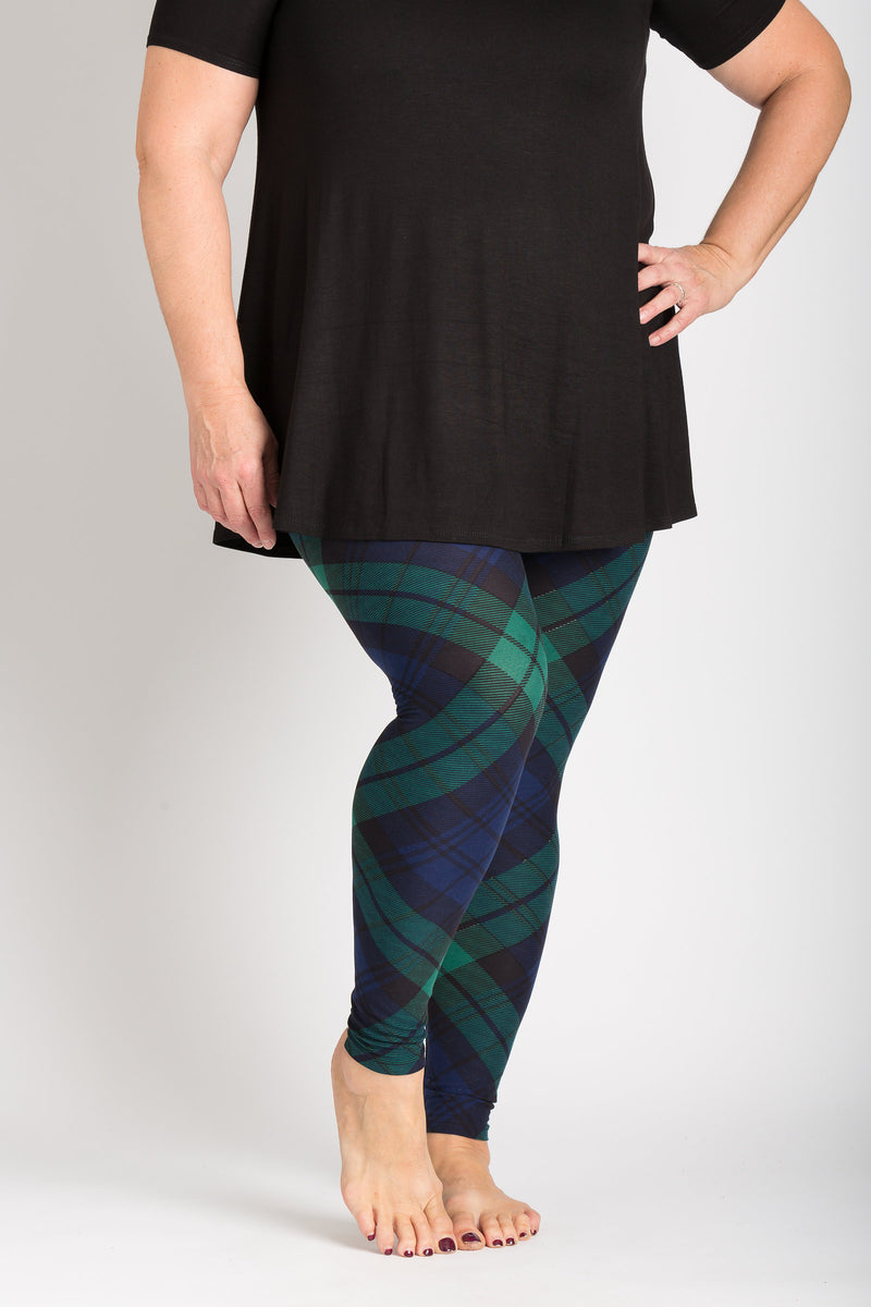 Black Watch Tartan Leggings Plus Size 2X 5X The Purple Puddle