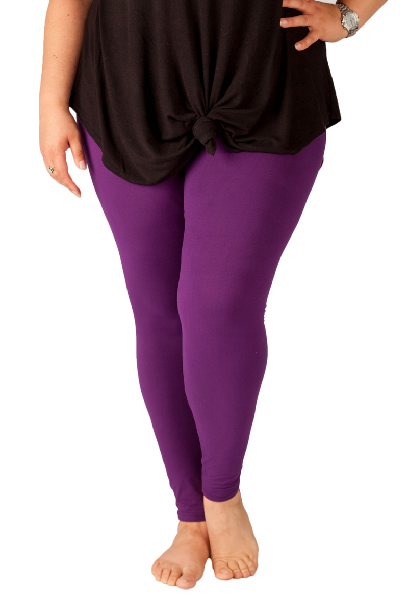 Women's High Waisted Super Soft Dark Eggplant Purple Plus Size Leggings –  The Purple Puddle