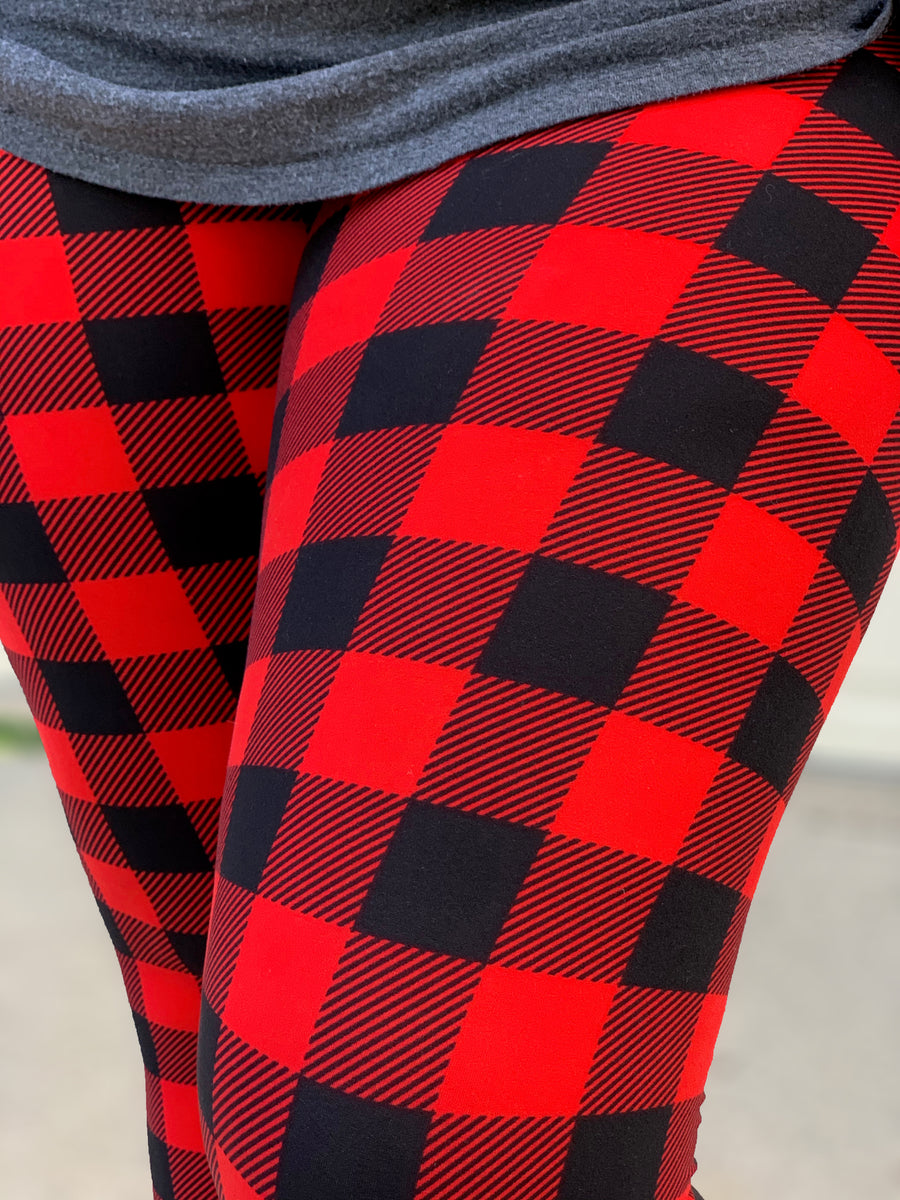 Red Noir Plaid - Legging