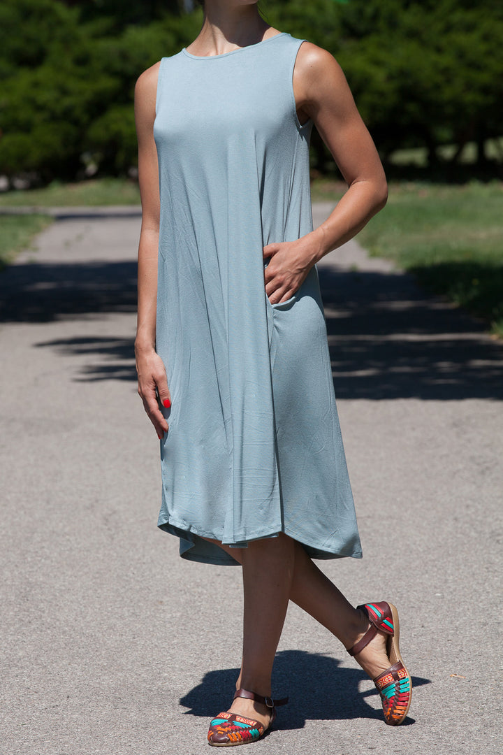 Knee Length Tank Dress (WITH POCKETS) – The Purple Puddle