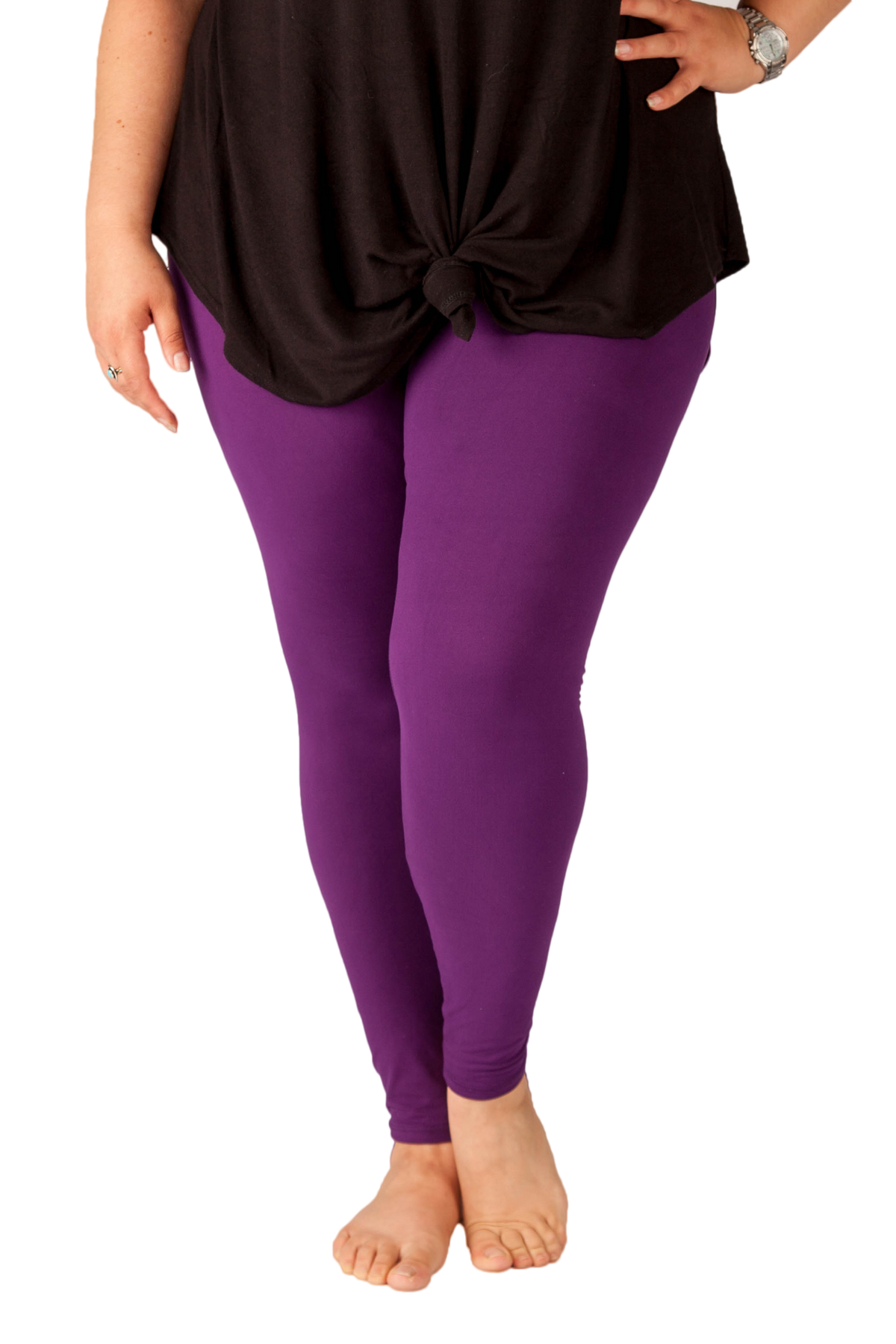 Women's High Waisted Super Soft Dark Eggplant Purple Plus Size Leggings