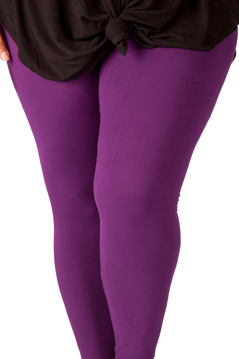 Women's High Waisted Super Soft Dark Eggplant Purple Plus Size Leggings